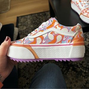 Funk fun UV print changing platform Vans! Size 5.5 women’s! Brand new never worn